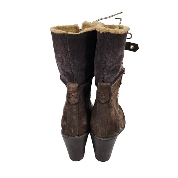 Timberland Earthkeepers Shearling Fold Down Lace Up Wedge Boots Size 9 - Picture 2 of 5